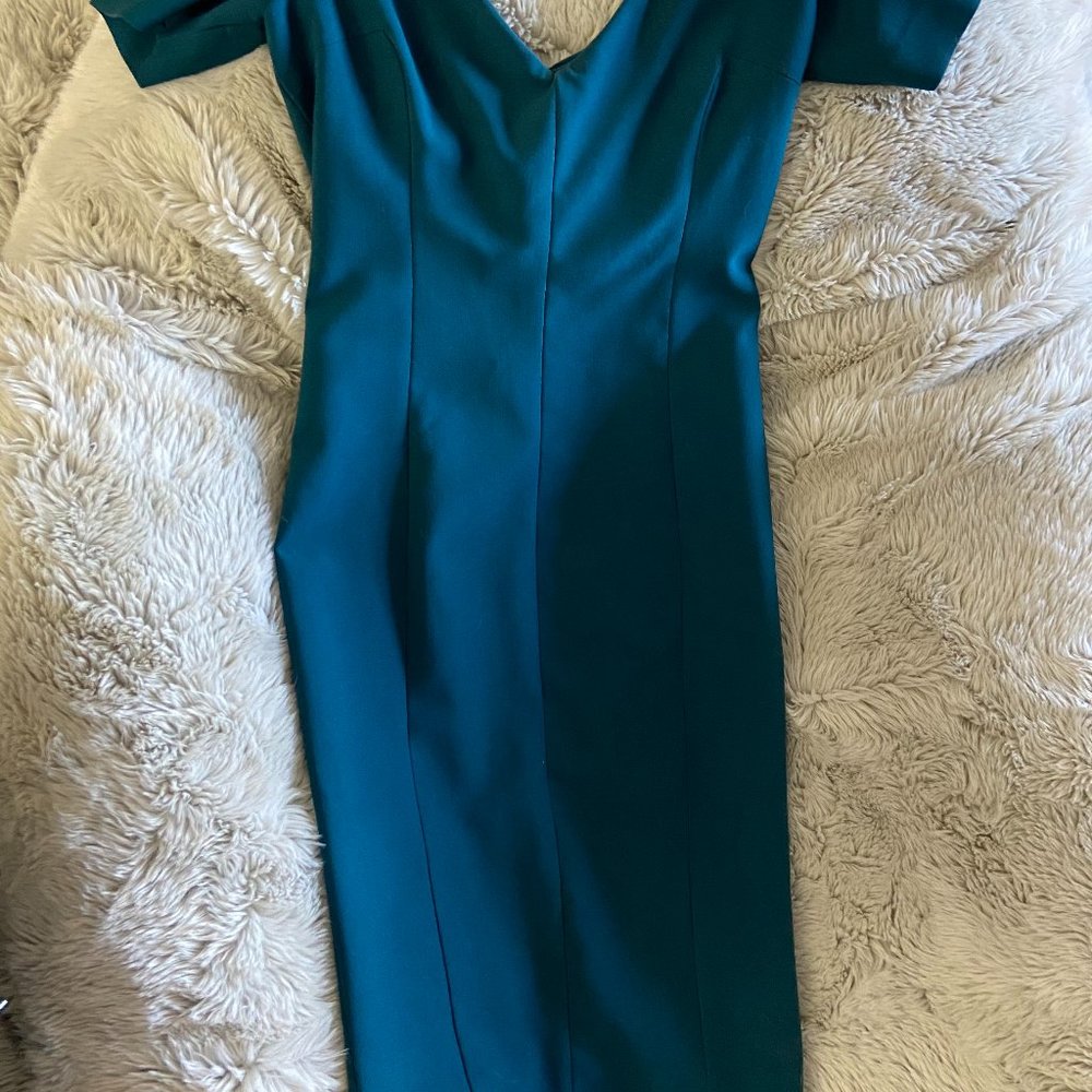 Cinq a Sept Birch Off The Shoulder Dress in Teal